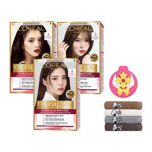 로레알파리 엑셀랑스 크림 염모제 3개 + 스누피 타올 2장(색상 랜덤) + 네티 빗