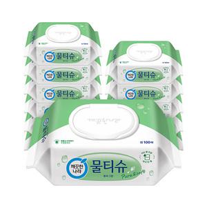 깨끗한나라 물티슈 퓨어 그린 캡형 100매, 12입, 1개