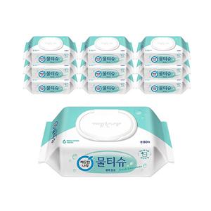 깨끗한나라 물티슈 편백 민트 캡형 80매, 10입, 1개