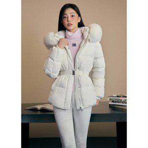 [이시안 착용] 웨이스트 테이프 장식 숏 구스점퍼