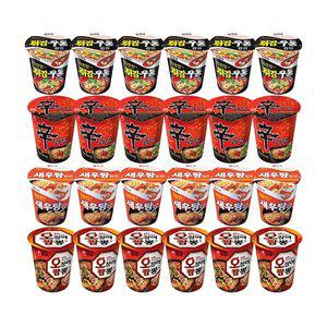 농심 신라면컵, 62g, 6개 + 튀김우동컵, 62g, 6개 + 새우탕컵, 67g 6개 + 오징어짬뽕컵