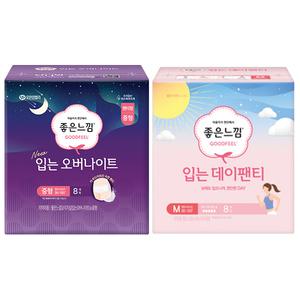 좋은느낌 입는 데이팬티 중형, 8매, 1개 + 오버나이트 중형, 8매, 1개