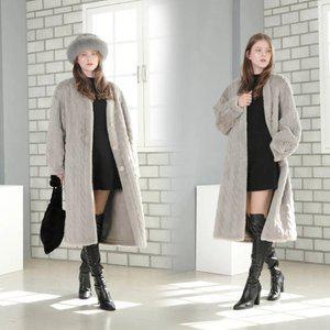 카카오 7% 엘림모피 FAUX밍크클랙식 롱가디건 코트