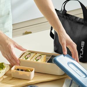 텀스 컬러샌드 스텐 런치박스 도시락통+수저세트+도시락가방