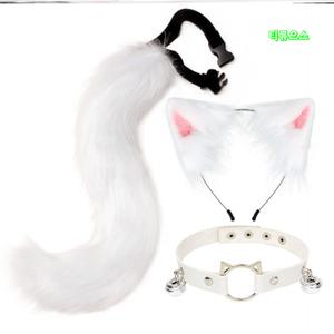 고양이 꼬리 머리띠 여우 구미호 귀 코스프레 코스튬 할로윈 티류으스