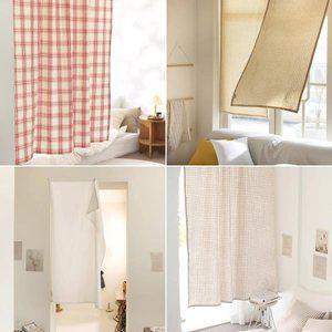 솔리드 체크 작은창 가리개커튼 주방 바란스 현관 가림막 중문 패브릭포스터