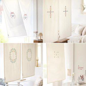 프리미엄 자수 가리개커튼 가림막 주방 바란스 중문 현관 패브릭포스터