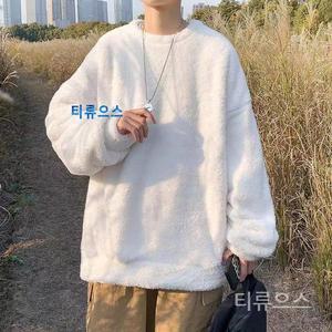 티류으스 양털 오버핏 기모 빅사이즈 맨투맨 극세사 니트 티셔츠