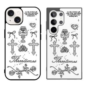 최신 갤럭시 아이폰 범퍼 케이스 십자가 리본 장미 / 핸드폰케이스 S25 S24 S23 16 15