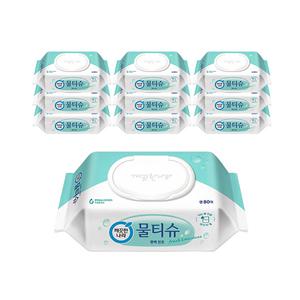 깨끗한나라 물티슈 편백 민트 캡형 80매, 10입, 1개