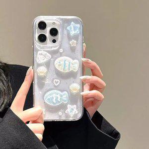 최신 귀여운 아이폰 케이스 바다 물고기 투명 레진 / 핸드폰케이스 16 15 14 13 12 프
