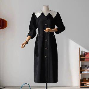 (안나앤플러스) A. 제인 배색 카라 원피스[드레스C1004N01] 빅사이즈