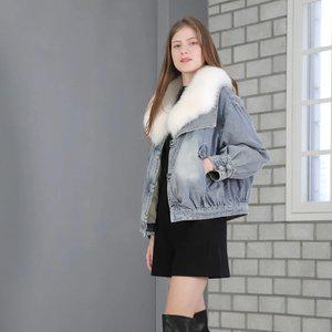 19리얼화이트폭스퍼카라블루데님자켓