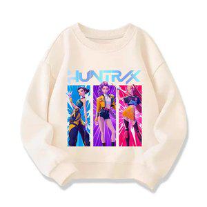 데몬 헌터스 헌트릭스 슈퍼스타 베이지 맨투맨 110-160  케이팝 아이돌 옷 기모 케데헌