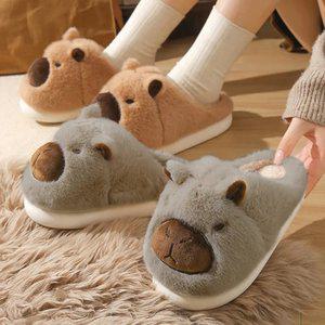 [1개+1개] 카피바라 포근 슬리퍼 겨울 커플 털실내화 2color 3size
