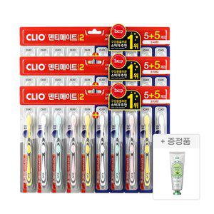 [크리오] 덴티메이트시즌2 초극세모 칫솔 5+5입 3세트+그린티 치약 1개