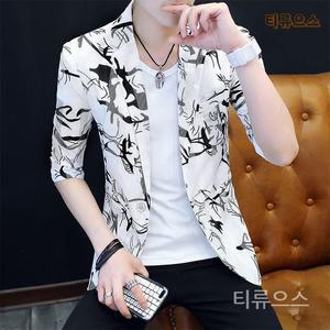 티류으스 남자여름마이 메쉬 통기성 시원한 냉감 반팔 슬림핏 화이트 콤비자켓 데이트