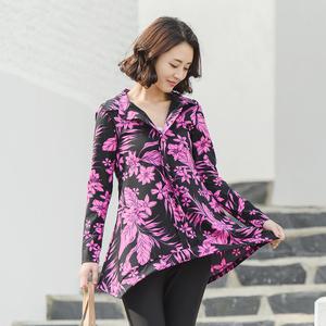 조이마담S7082 핑크 플라워 A라인 수영복 세트 50대60대중년여성 빅사이즈래쉬가드