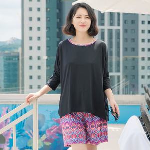 조이마담S7127 에스닉 나염 수영복 세트 50대60대중년여성 빅사이즈래쉬가드