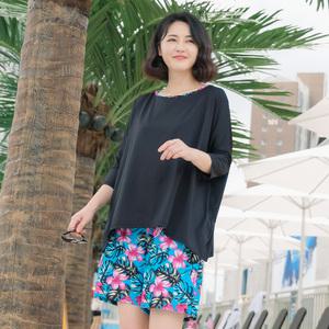 조이마담S7128 하와이 나염 수영복 세트 50대60대중년여성 빅사이즈래쉬가드