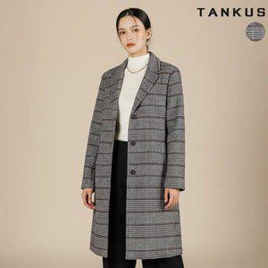 여성 방모 글랜체크 퀼팅 패딩 코트