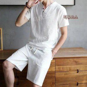 여성 상하의 세트/모시잠옷 세트 사우나 하의 수면 순면 홈웨어 반팔티 남성