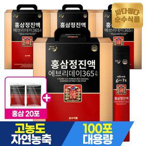 [+홍삼20포]순수식품 6년근 홍삼 스틱 4박스(400포) 홍삼정진액 에브리데이 365