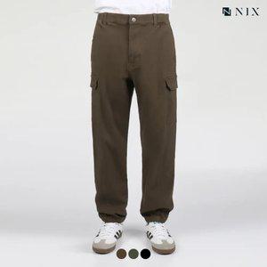 [NIX]유니) 3/4밴딩 피치기모 코튼 스판 테이퍼드 카고 조거 (FNRWCNT785P)