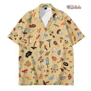 동 빅사이즈 여름 호랑이 시원한 반팔 바캉스 셔츠 조폭 건달셔츠 남자 티류으스