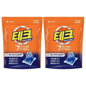 테크 수퍼볼 초고농축 캡슐세제, 일반드럼겸용, 30입, 2개