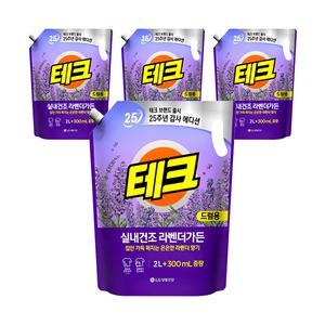 테크 실내건조 라벤더가든 드럼용 리필 2L+300ml, 4개