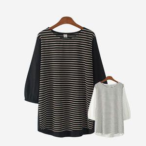 에스티아 3244 캠프 배색 티셔츠 빅사이즈