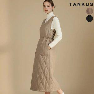 여성 슬리브리스 셔링 퀼팅 원피스