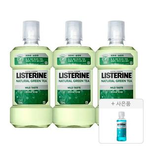리스테린 그린티 마일드, 750ml, 3개 + 증정(쿨민트, 100ml, 1개)