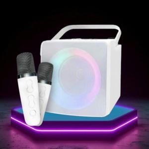 지와이 CUBE LED 블루투스스피커 화이트 블랙 충전식 무선듀얼마이크 노래방 휴대용