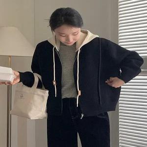 누베 절개라인 니트 집업 자켓 (one color) 후드탈부착가능!