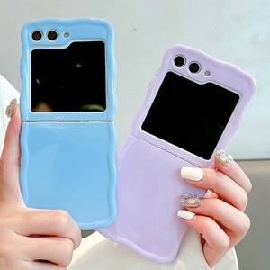 최신 귀여운 갤럭시 Z플립 케이스 파스텔 웨이브 TPU / 핸드폰 제트플립 3 4 5