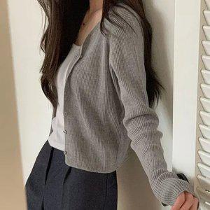 헬리 소프트 골지 니트 가디건 봄 가을 데일리룩 출근룩