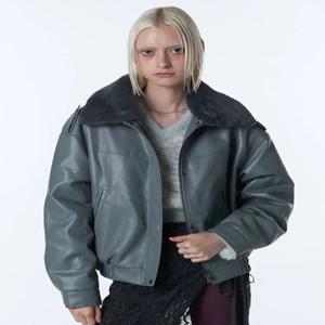 [ORDINARY HOLIDAY] 퍼 카라 레더 점퍼 [GRAY]