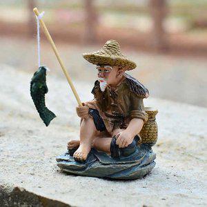 낚시꾼 수조 수족관 어항 인테리어 미니 거북이 조명 강태공 오리 모형