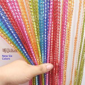 실커튼 은사커튼 장식 가리개 가림막 반짝이는 실버 문발 티류으스