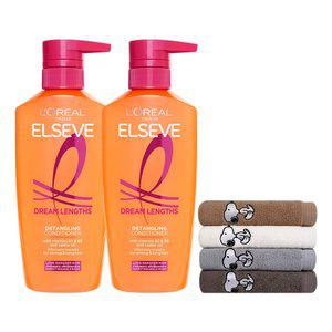 로레알파리 드림랭스 컨디셔닝 헤어팩 375ml 2개 + 스누피 타올 1장(색상 랜덤)