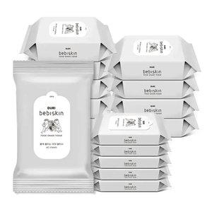 두리 베비스킨 물에 풀리는 천연펄프 비데 물티슈 리필60매 10팩+휴대15매 5팩