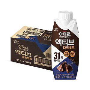 후디스 하이뮨 프로틴 액티브 다크초코, 330ml, 12개
