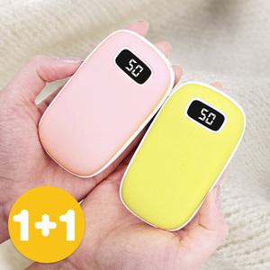 2개 이탑 대용량 디지털 5000mAh 손난로 보조배터리 베터리 핫팩 핫펙 양면 발열 휴대