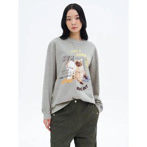 [에잇세컨즈] [UNI8] 동물 그래픽 긴팔 티셔츠 그레이 (165241CQ33)