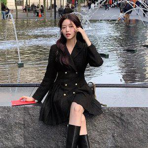 (MADE/격식룩/2사이즈) 셀렌 더블플리츠 트위드 원피스 op15479