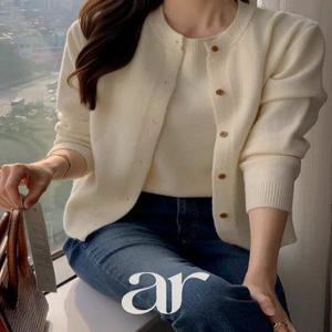 (도톰폭닥/나시가디건set) 시몬 니트 슬리브리스 라운드 가디건 세트 st2971