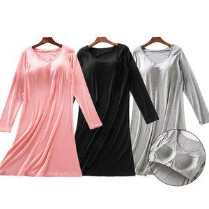 일체형 모달 브라캡 긴팔원피스 브라탑 홈웨어 실내복 잠옷