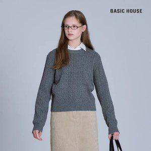 (정상가:79,900원) 베이직하우스 여케이블라운드넥크롭니트 LYKT7201